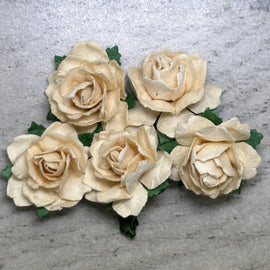 Cottage Roses - Butter Cream 25mm (5pk)