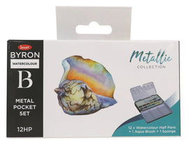 Jasart - Byron Watercolour Metal Pocket Paint Set - Metallic (12 Half Pans)