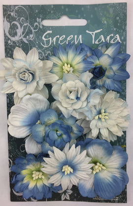 Green Tara Flowers - Cornflowers - Bright Blue