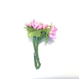 Artfull Stamens - Cluster with Leaves - Baby Pink