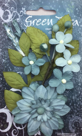 Green Tara Flowers - Botanical Garden - Sky Blue