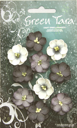 Green Tara Flowers - Cherry Blossoms - Black/White