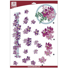 Sullivans - 3D Die Cut Decoupage Paper - Purple Flowers
