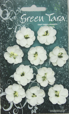 Green Tara Flowers - Cherry Blossoms - White