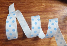 Berisfords Spotty Grosgrain Ribbon - Cream with Blue Spots