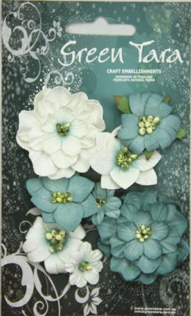 Green Tara Flowers - Fantasy Blooms - Bluey/Green