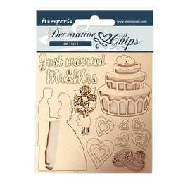 Stamperia - Decorative Chips (14x14cm) - Sleeping Beauty "Just Married"