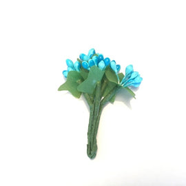 Artfull Stamens - Cluster with Leaves - Bright Blue