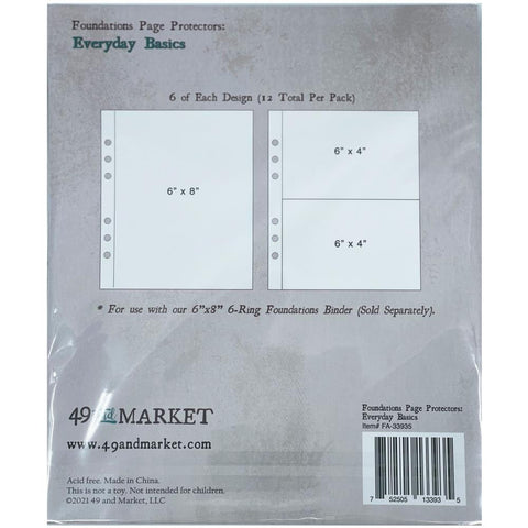 49 and Market - Foundations 6x8" Page Protectors - Everyday Basics