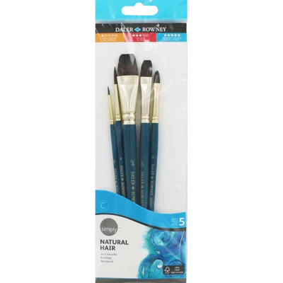 Daler Rowney Brush Set - Simply Watercolour Natural Hair (5pk)