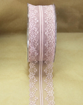 Green Tara - Scalloped Edge Nylon Lace 38mm - Antique Pink (1 Meter)