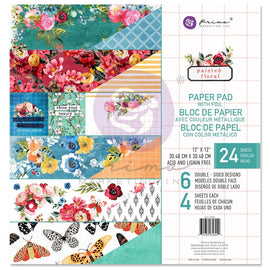 Prima Marketing - Painted Floral - 12x12 Paper Pad with Foil