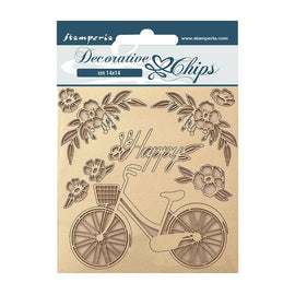 Stamperia - Create Happiness Welcome Home - Decorative Chips (14x14cm) "Bicycle"