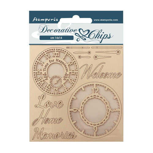 Stamperia - Create Happiness Welcome Home - Decorative Chips (14x14cm) "Clocks"