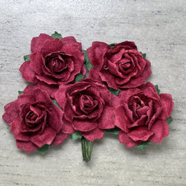 Cottage Roses - Merlot 25mm (5pk)