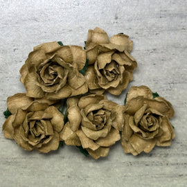 Cottage Roses - Mocha 25mm (5pk)