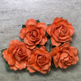 Cottage Roses - Orange 25mm (5pk)