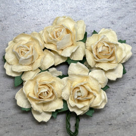 Cottage Roses - Pale Lemon 25mm (5pk)
