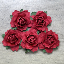 Cottage Roses - Red 25mm (5pk)