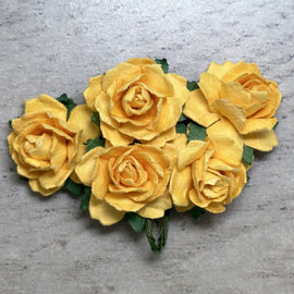 Cottage Roses - Yellow 25mm (5pk)